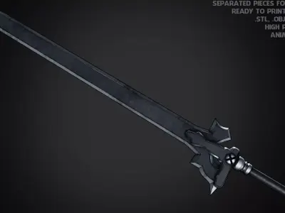 Sword Art Online Kirito Elucidator Sword for Cosplay 3D print model