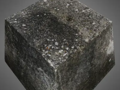 Barricade concrete block with stripes Low-poly 3D model