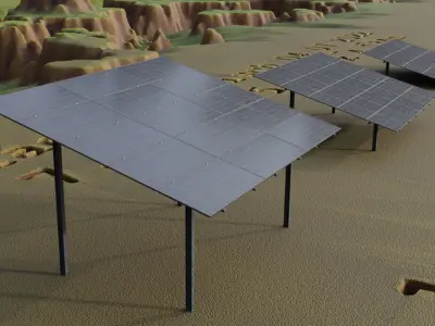 Solar Module Field Table Low-poly 3D model