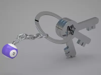 12 Snooker Ball with Keychain 3D model
