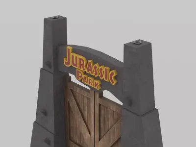 Jurassic Themed - Main Gate Low-poly 3D model