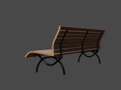 Park bench Low-poly 3D model 8