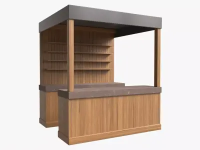 Booth Stand Kiosk with Roof 02 3D model