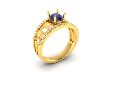 Solitaire Wedding Engagement Ring 3D print model 11