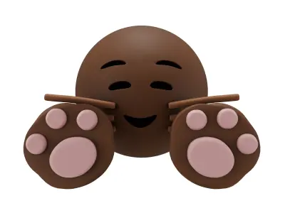 Cat Smiling Face With Cat Paw Emoji v1 004 Low-poly 3D model