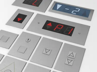 Elevator Control Panels Collection with LED displays kit bash Low-poly 3D model