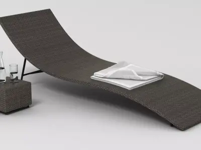 Rattan Lounger 3D model