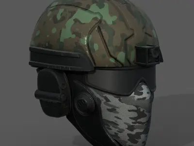 Helmet scifi military combat 3d futuristic technology  Low-poly 3D model