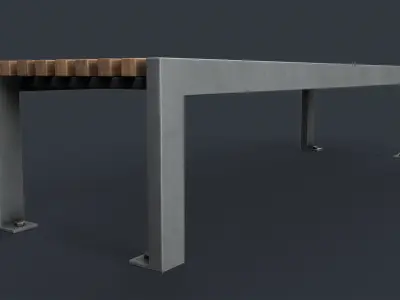 Modern Outdoor Bench 20 PBR Game Ready Low-poly 3D model