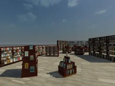 Library Kiosks and Shelves 3D model
