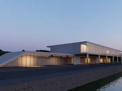 sci-fi building Low-poly 3D model