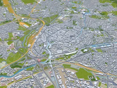 Strasbourg City in France Low-poly 3D model