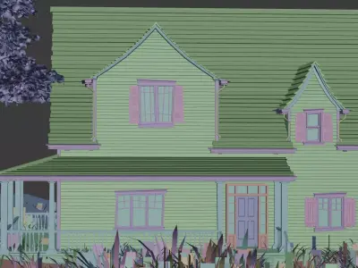 American Style Cottage Exterior 01 Low-poly 3D model