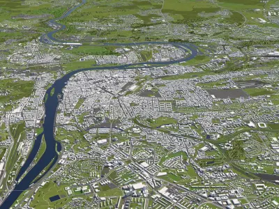 Prague Czech Republic 50x50km 3D City Map 3D model