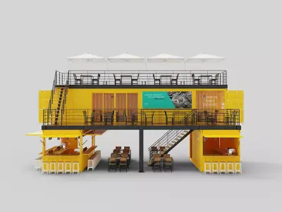 Shipping Container Cafe and Restaurant 3D model