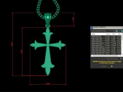 Light Gold 18K Cross Pendant 1CP002 3D print model