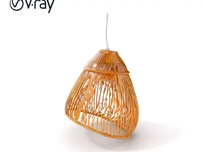 Natural Rattan Pendant Light Model Pack Low-poly 3D model