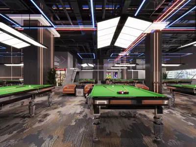 Modern Billiards Hall with Pool Tables 045 3D model