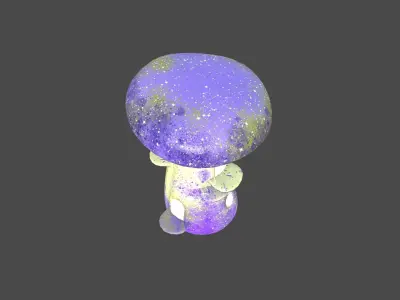 Fantasy Mushroom F08 Purple Yellow - Scene Backdrop Design Low-poly 3D model