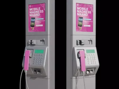 T mobile phone booth Low-poly 3D model