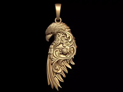 Ornate Eagle Filigree Wing Pendant 3D print model