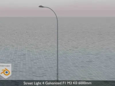 Street Light 4 Galvanized F1 M3 K0 6000mm  Low-poly 3D model