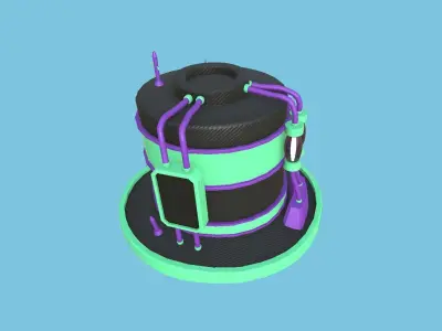 Steampunk Hat 09 Cartoon Purple - SciFi Character Design Low-poly 3D model
