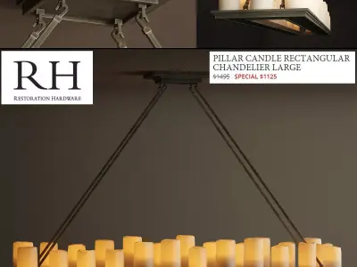 PILLAR CANDLE RECTANGULAR CHANDELIER LARGE 3D model