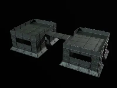 Modular Kit Outpost Walls PBR Low-poly 3D model