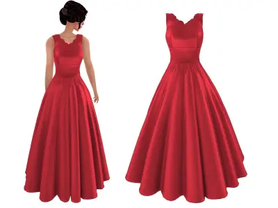 Scarlet Overkill Red Dress Low-poly 3D model