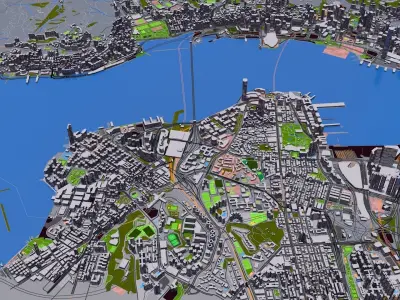 Hong Kong City 3d Model Low-poly 3D model