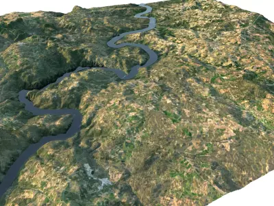 Grass Map Mountains Low-poly 3D model Low-poly 3D model