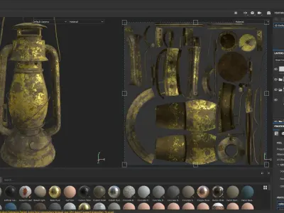 Gold Old Lamp Lantern Low-poly 3D model