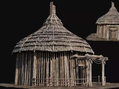 AFRICAN 01 with INTERIORS 4K TEXTURES Low-poly 3D model