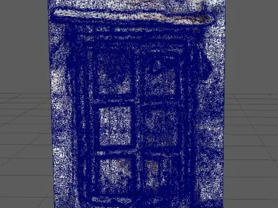 Old demolished wooden doors closed with  iron lock 3D model