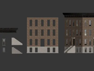 Modular Apartment Building City Game Ready Low-poly 3D model
