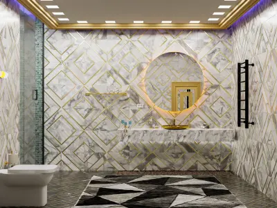 Blender Bathroom Scene Low-poly 3D model