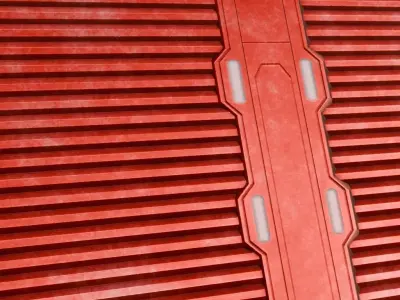 Red Sci-Fi Metal Panel PBR Seamless Texture