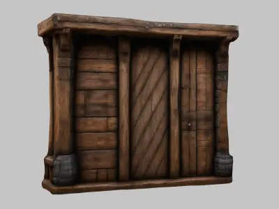 Medieval Tavern Wall door Low-poly 3D model