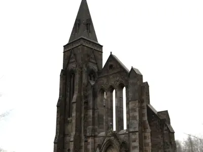 Spooky Church Facade Low-poly 3D model