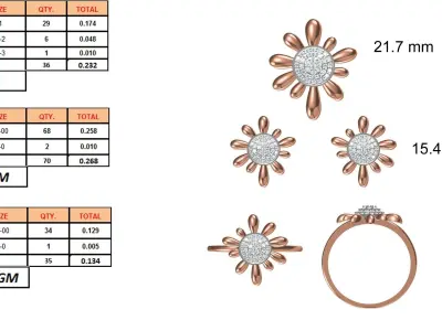 Light wt Ring Earrings Pendant set stl jcd 1-render details 3D print model