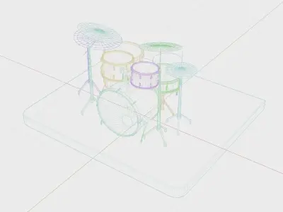 Drums and Cymbals Low-poly 3D model