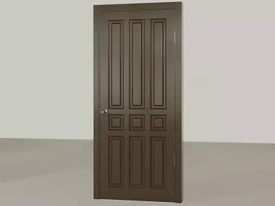 Wooden brown door Low-poly 3D model