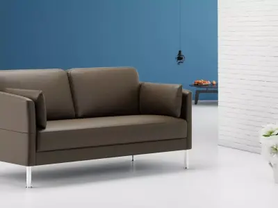 2470 N leather sofa with chrome legs 3D model