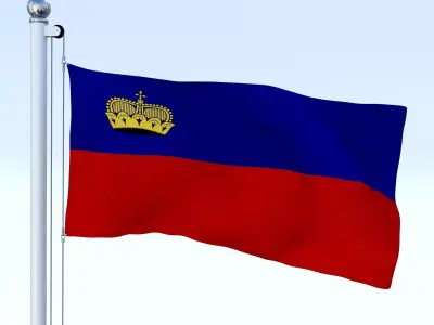 Animated Liechtenstein Flag Low-poly 3D model