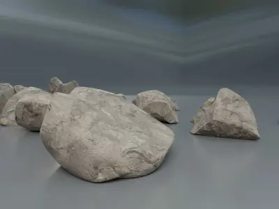 Rocks set 2 in row Low-poly 3D model