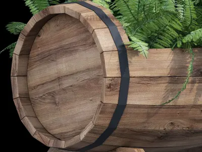 Litteral Wood Barrel Planter 3D model