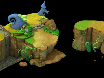 Disney main city - Cliffs 02 3D model