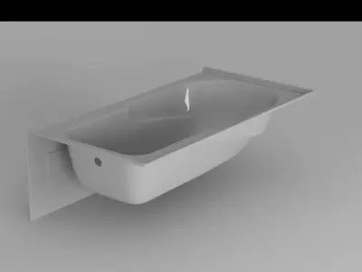 Modern Right-Hand Rectangular Bathtube 3D model