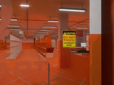 Supermarket Low-poly 3D model 3D model